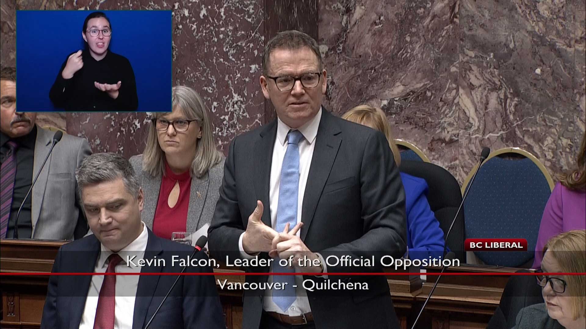 MLA and Leader of the Official Opposition Kevin Falcon in a question during Oral Question Period.