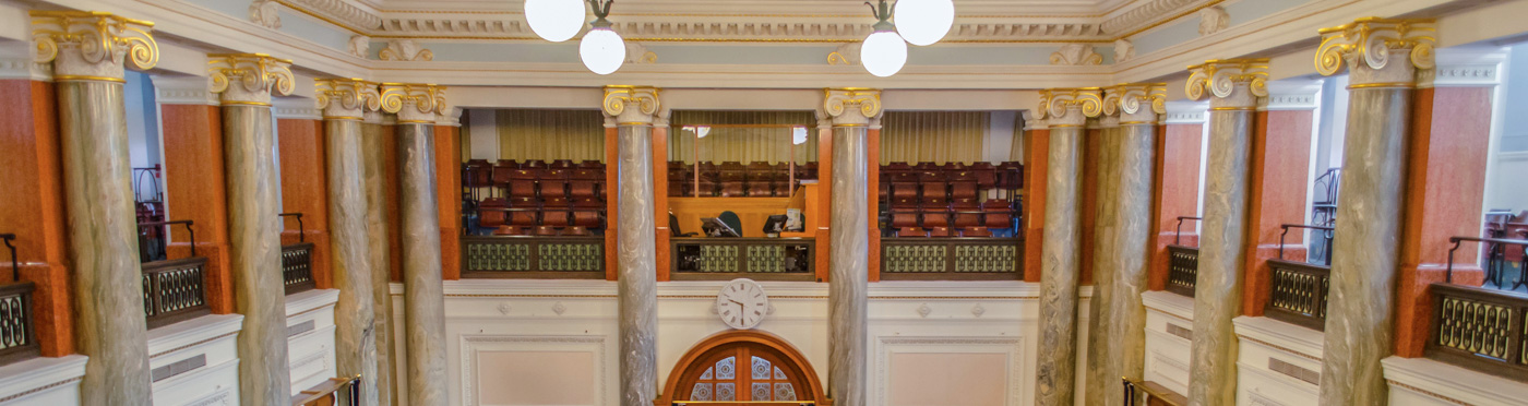 The Public galleries overlook the Legislative Chamber.