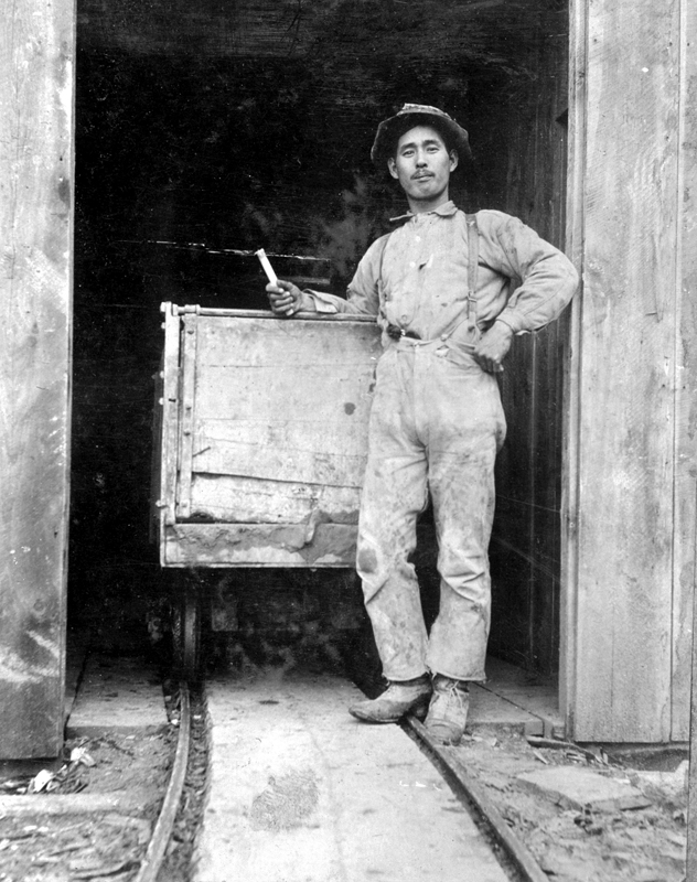A Japanese miner at the Horsefly Hydraulic Mine, 1896.