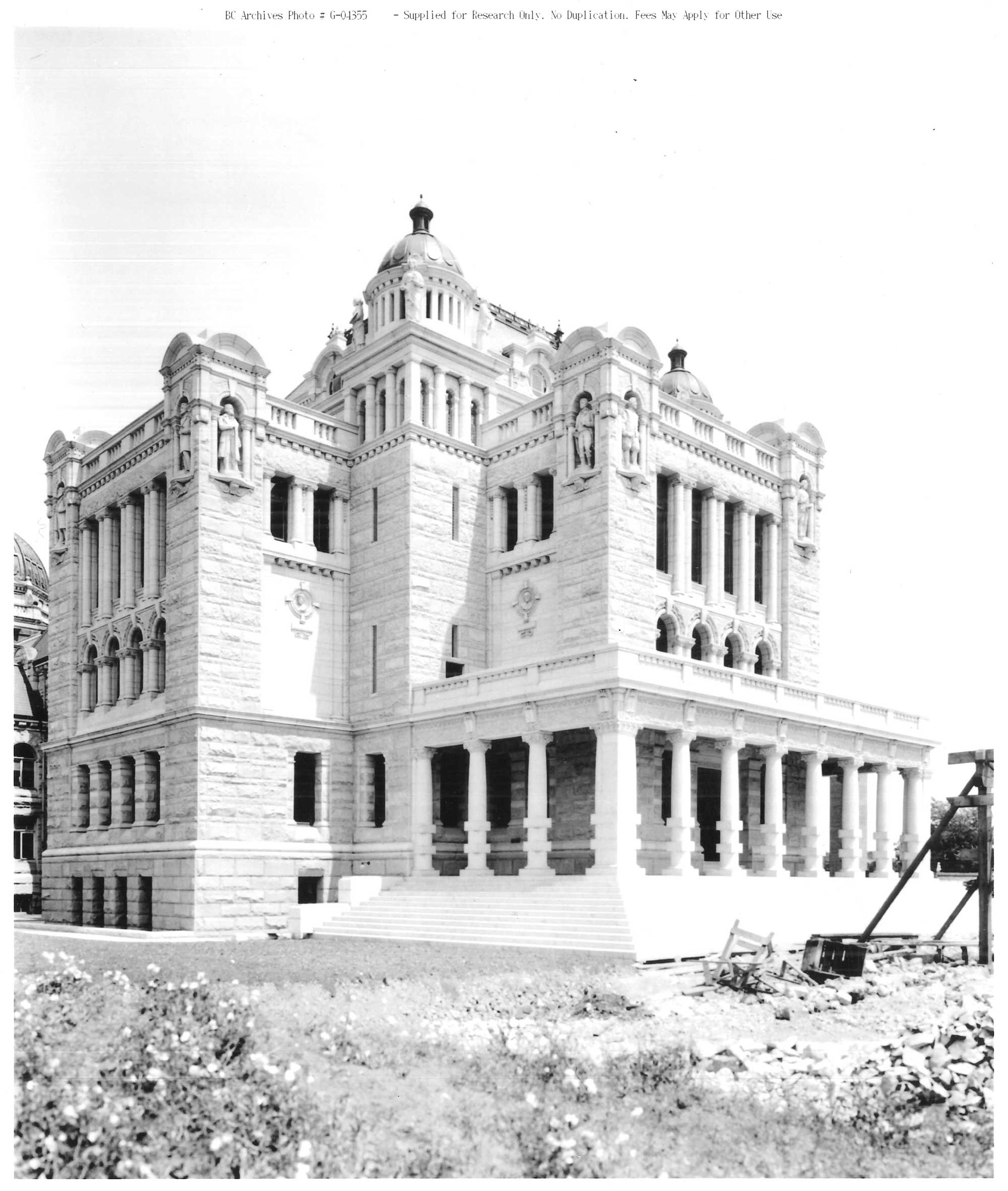 Legislative Library historic photo after construction just completed black and white BC Archives Photo # G-04355 